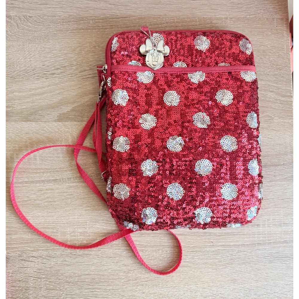 Disney Parks Original Minnie Mouse Polka Dot Sequin Crossbody Shoulder Bag Purse